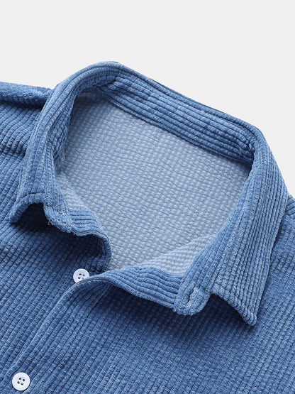 Colorblock Short Sleeve Fit Lapel Men's Shirt